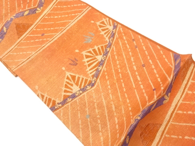 JAPANESE KIMONO / VINTAGE FUKURO OBI / WOVEN ABSTRACT PATTERN